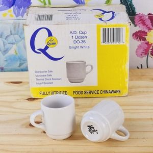 Espresso Cups Qualite DO-35 A.D. 3.5 oz Case 1 Dozen Bright White Cup Mug